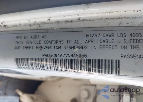 1997 Audi A6 z USA, uszkodzony, nr VIN WAUJC84A7VN046056